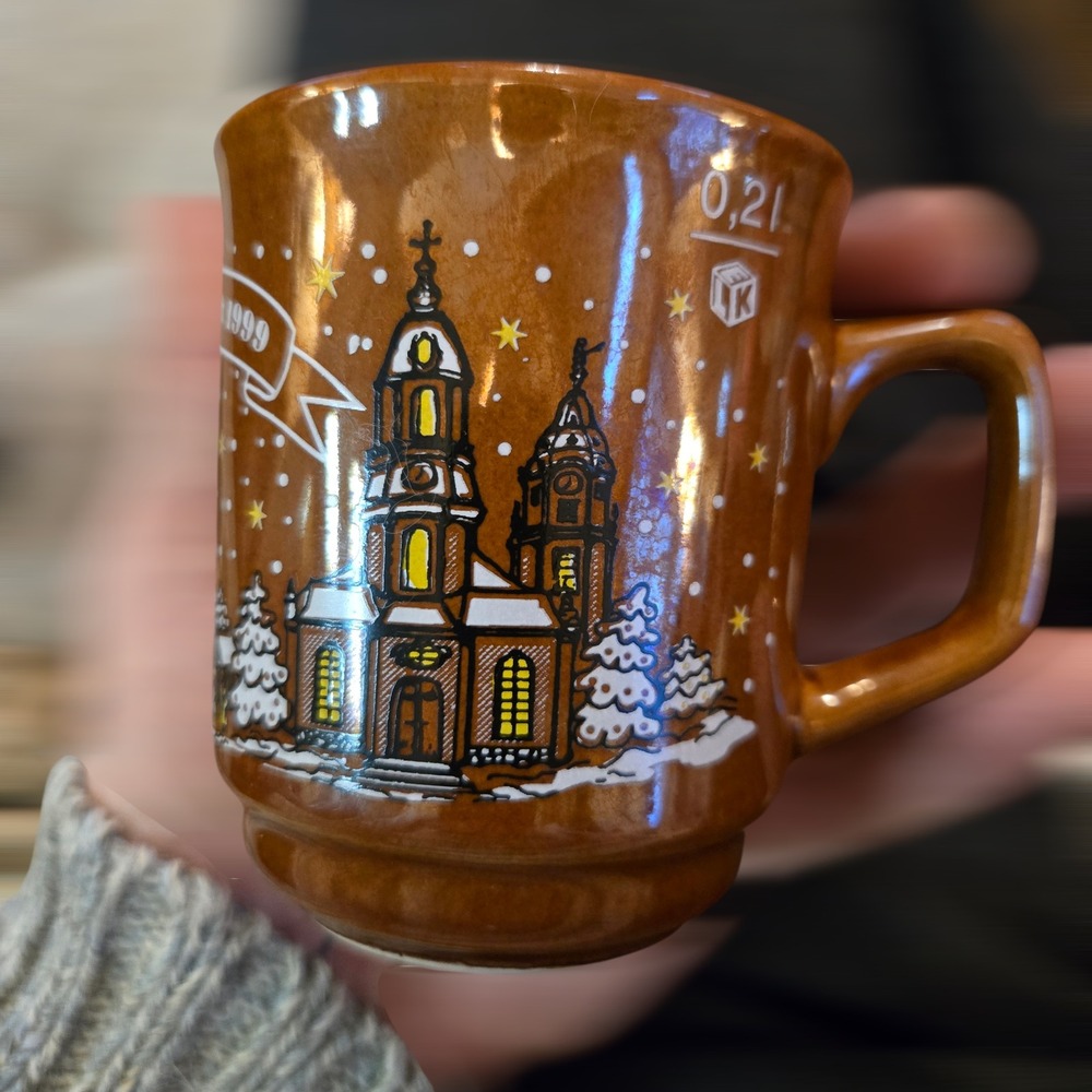 VTG 1999 Dresdner Striezelmarkt Coffee Tea Mug‎ Brown Gluhwein Christmas Germany - Picture 2 of 6